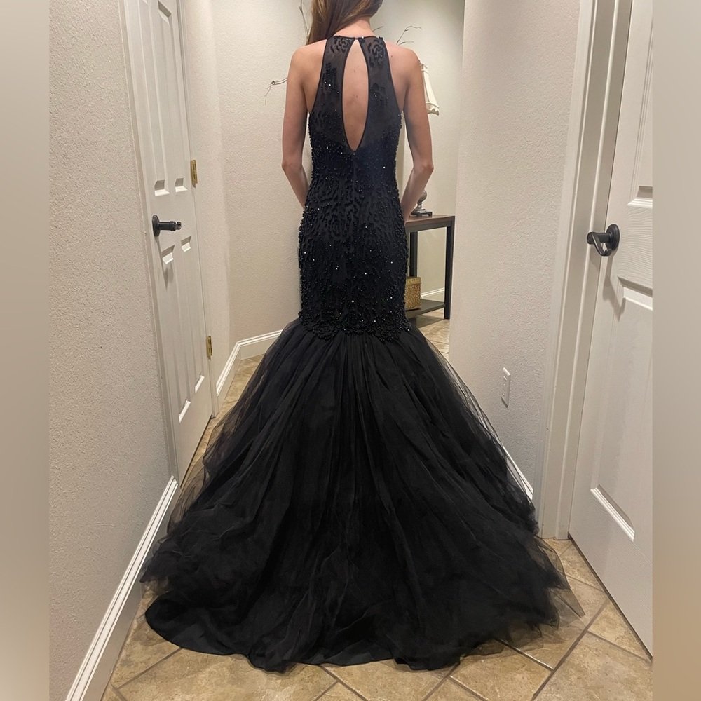 Black Sherri Hill mermaid prom dress